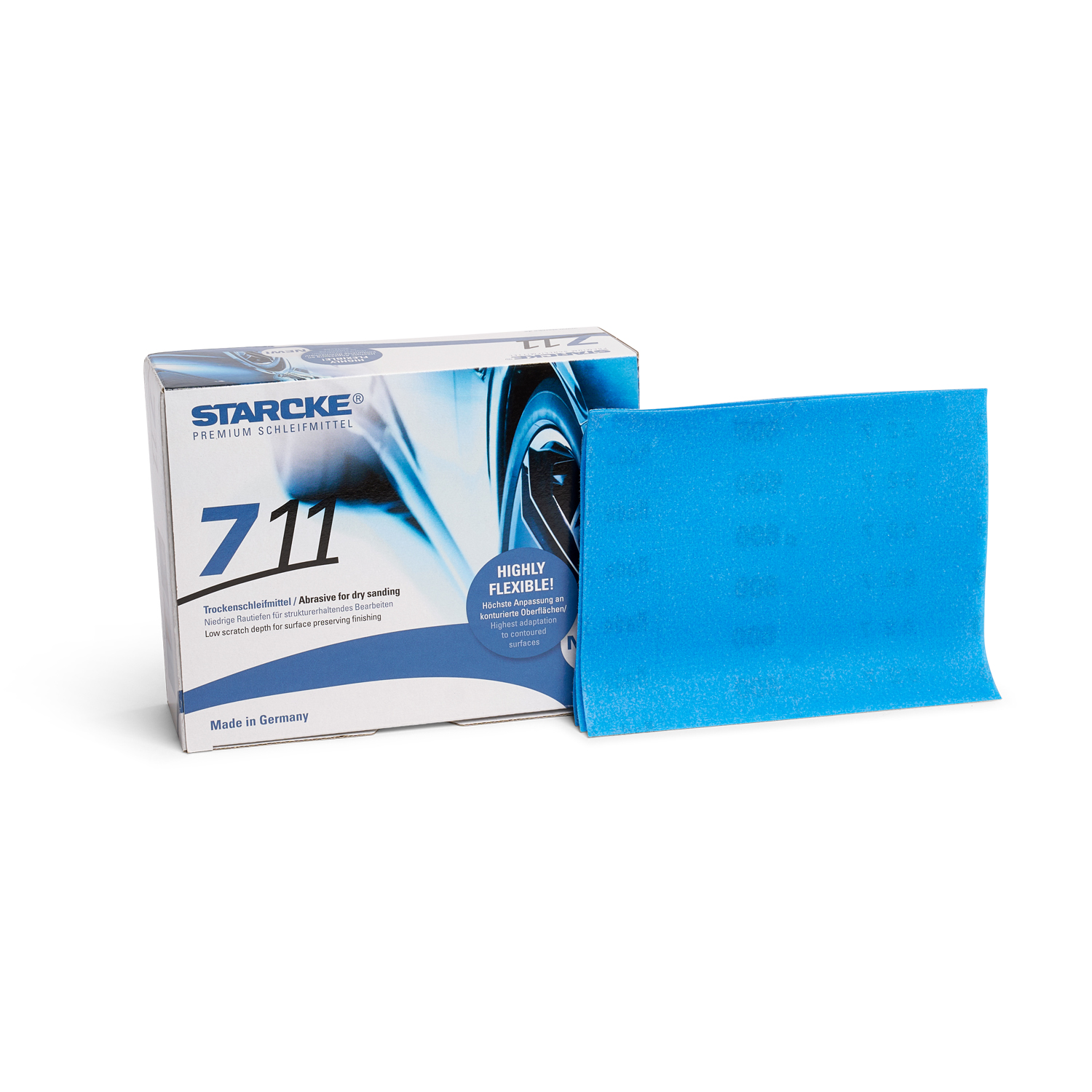 711 Schleifpapier steht vorm Karton