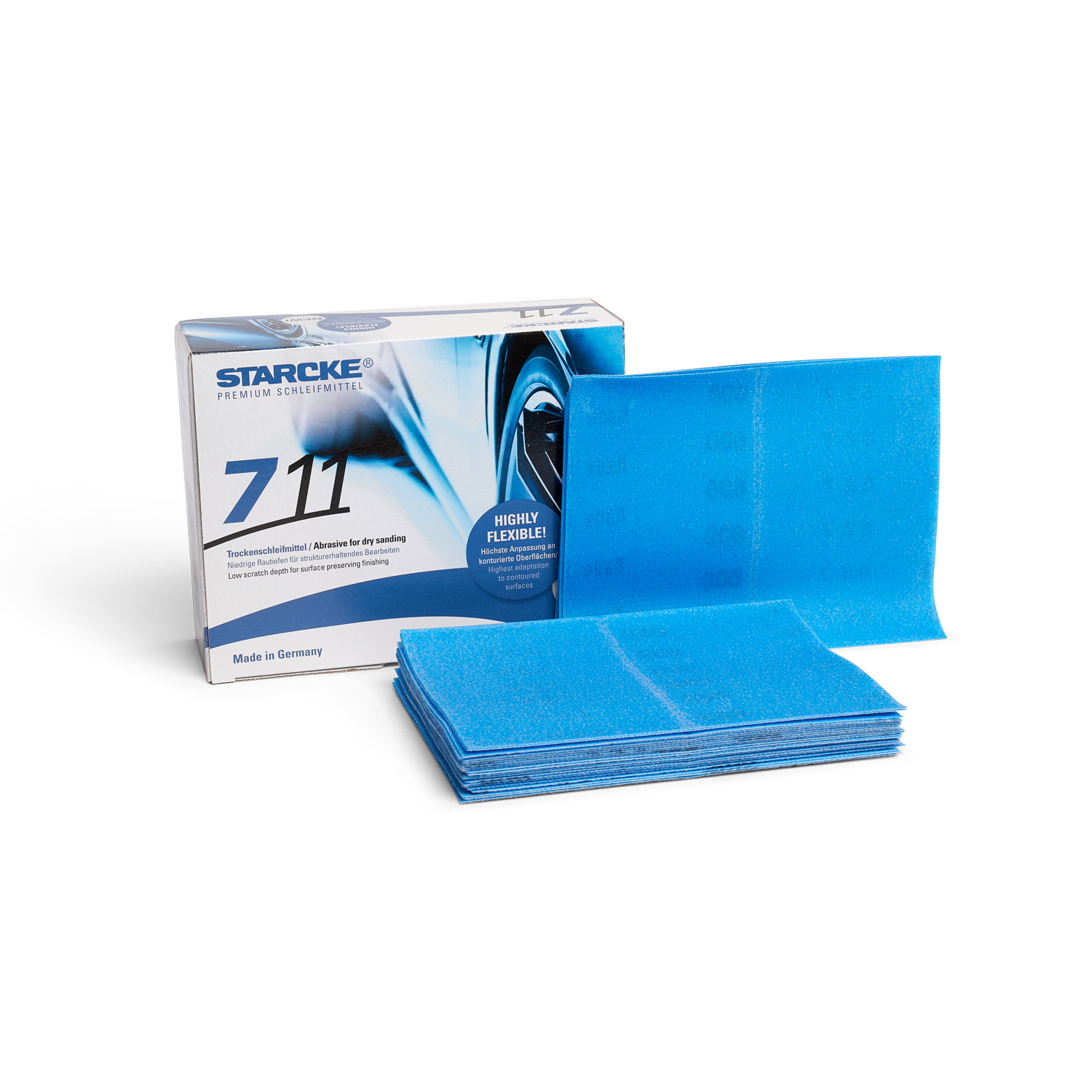 Blaues Papier steht vorm Karton