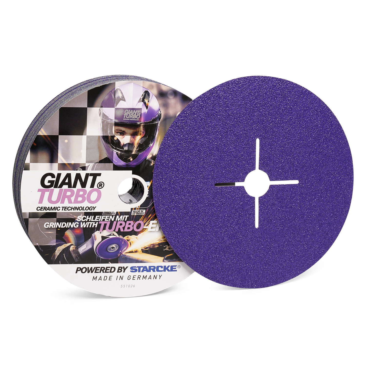 Schleifscheibe lila mit Giant Turbo Aufdruck